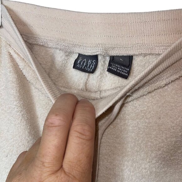 Saks Fifth Avenue Vintage Womens Track Suit Size Large Cream Soft Terry Cloth - Picture 4 of 10